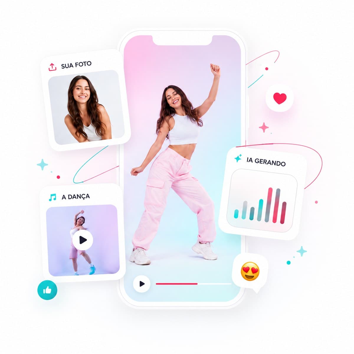 Phone showing a dance generated with Dancei from a photo and a video